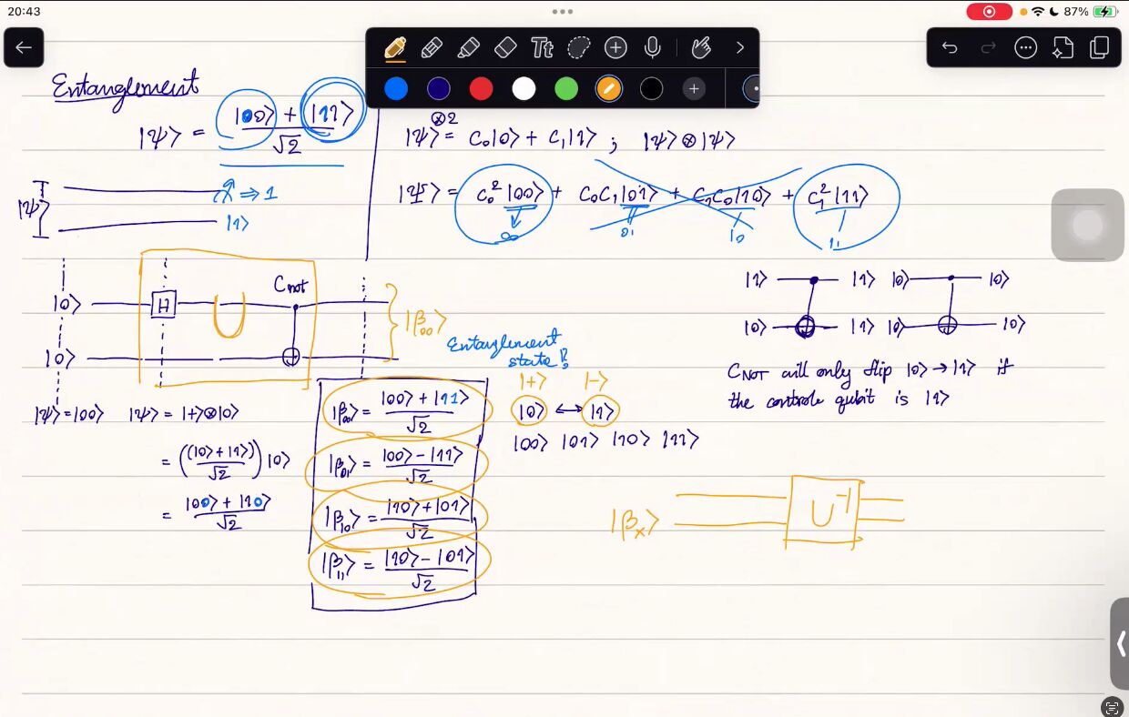 Workshop notes explaining entanglement and circuits